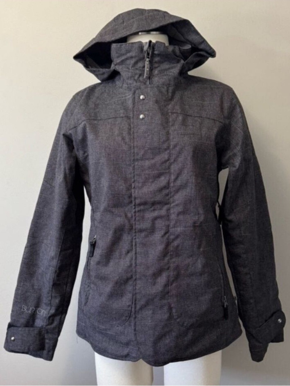 Burton Gray Ski Jacket with Hood and Zipper Small